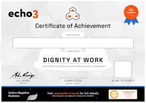 Echo3 DIGNITY AT WORK Certificate