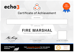 Echo3 FIRE MARSHAL Certificate