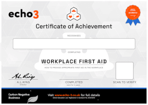 WORKPLACE FIRST AID Certificate